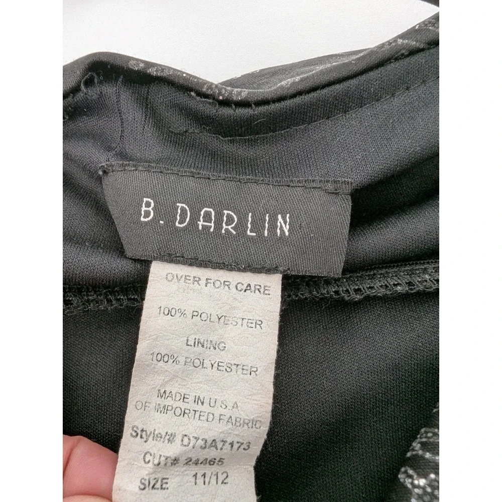 Vintage B Darlin Dress Black Silver Glitter Floral Halter Pleated 11/12 Y2K USA - Picture 5 of 9